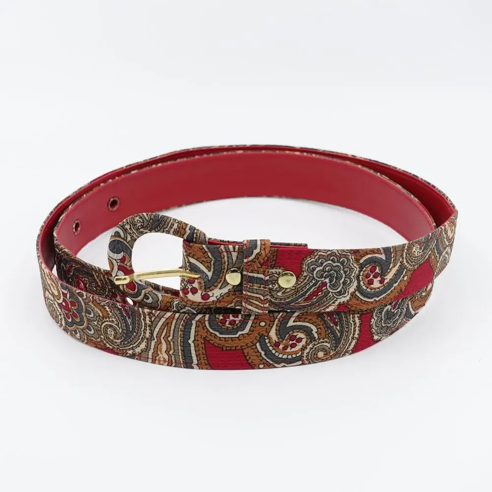 Vintage Paisley Belt in Red Gold Teal